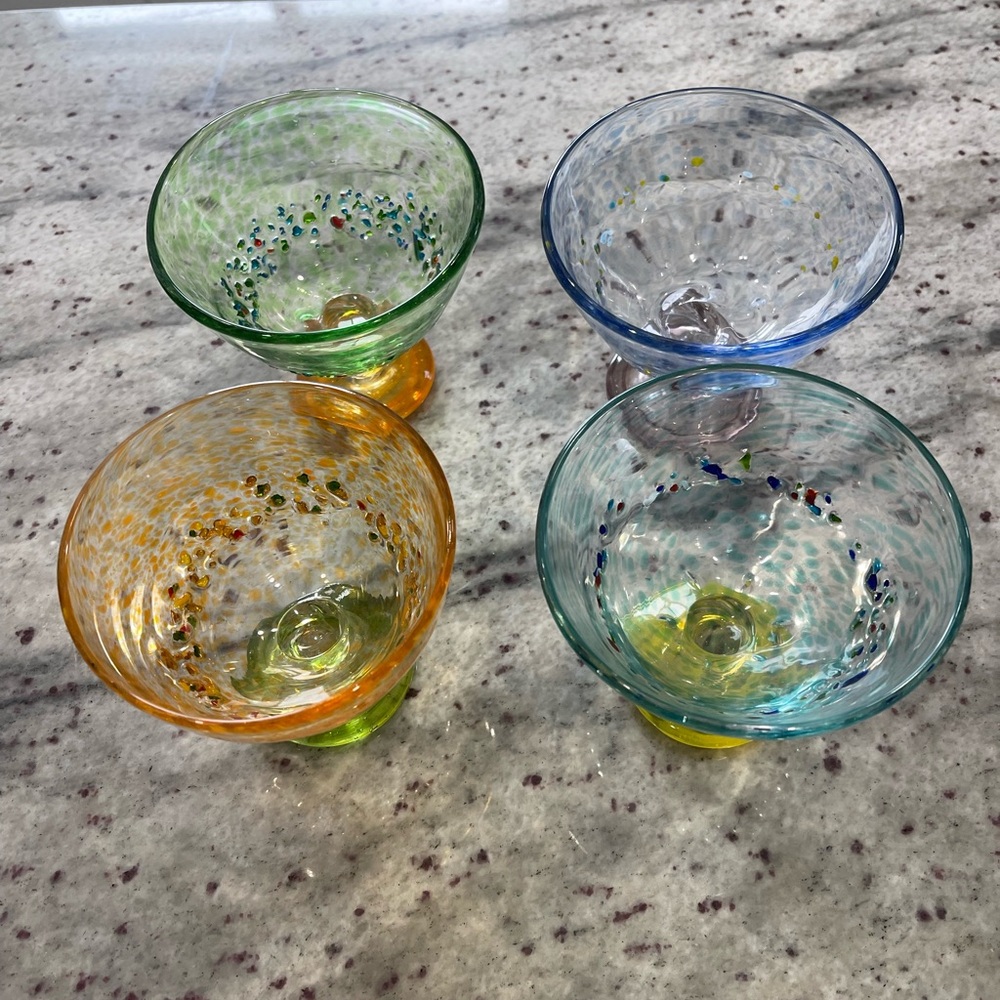 Colorful Handblown Glass Bowls Set